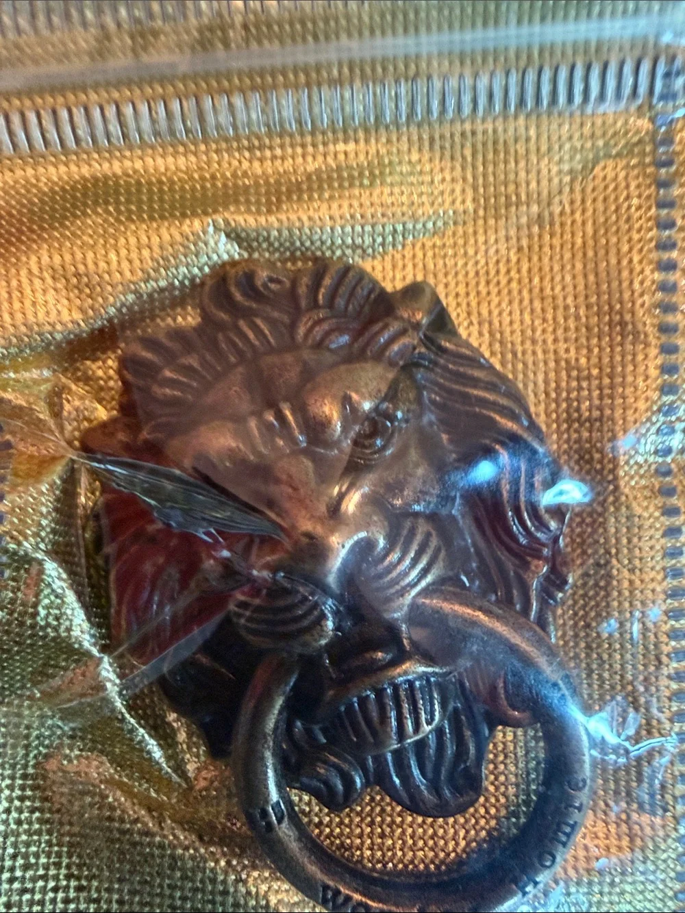 Men's Lion Head Door Knocker Style phone holder- antique gold